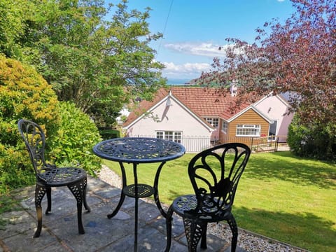 Exmoor Holidays large secure private garden.  Beautiful sea views of Porlock Bay