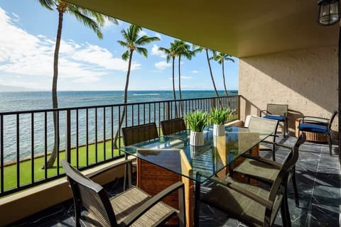 Dine with a view! Your private oceanfront lanai is perfect for sunset dinners, morning coffee, and endless relaxation in paradise.