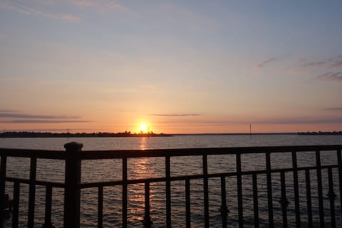 Sunrise view from top deck.