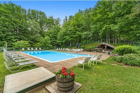Full sized heated pool provides a relaxing place to cool off.