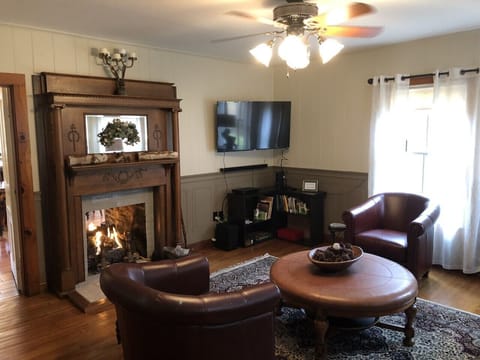 living room, note double sided fireplace