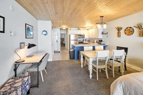 The spacious suite has a full kitchen too