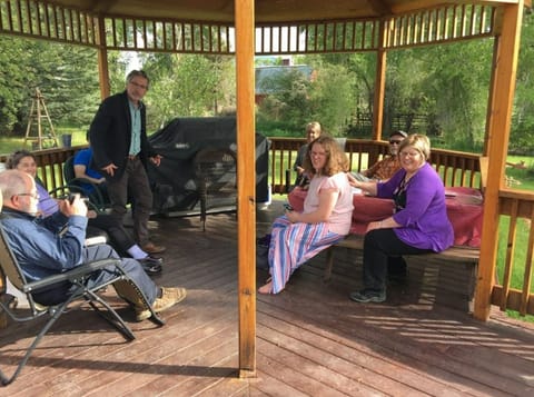 graduation get together under the gazebo.