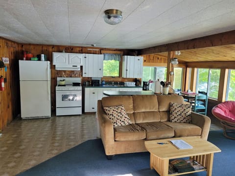 Kitchen from living area with sleeper sofa