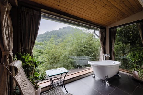 Double Room, Mountain View | Bathroom | Hair dryer, slippers, electronic bidet, towels