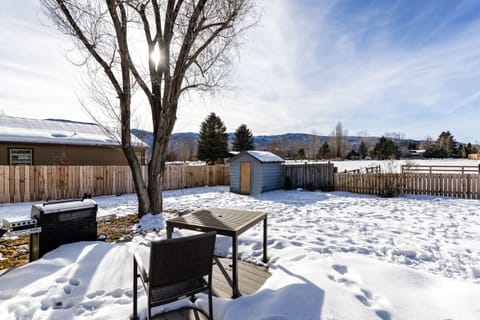 Large back yard fully fenced.  Open field behind.