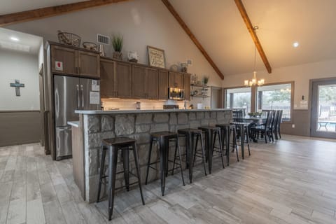 Kitchen + bar seating view