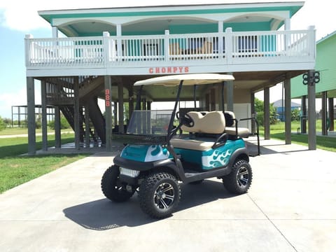 Chompy's in Crystal Beach, TX. Ask about our golf cart rental!