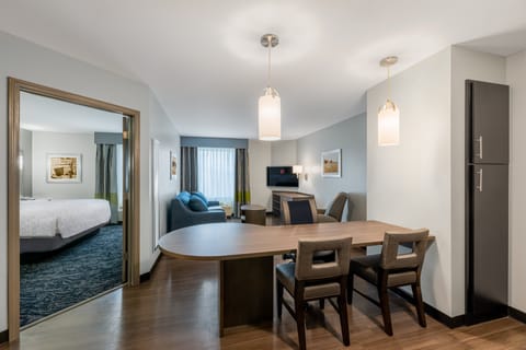 Desk, laptop workspace, blackout drapes, soundproofing