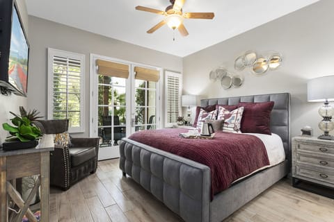 Main bedroom with option of un-suite, patio view of the main pool area
