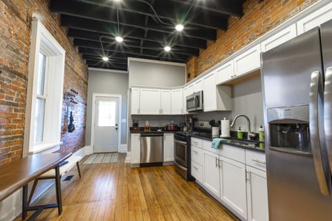 looking at the kitchen from the dining room