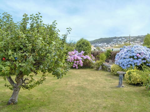 Lawned garden with views towards the pretty village of Newlyn | Bosorne, Penzance