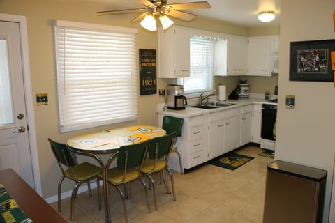 Kitchen and eating area.  Additional eating on picnic table in garage