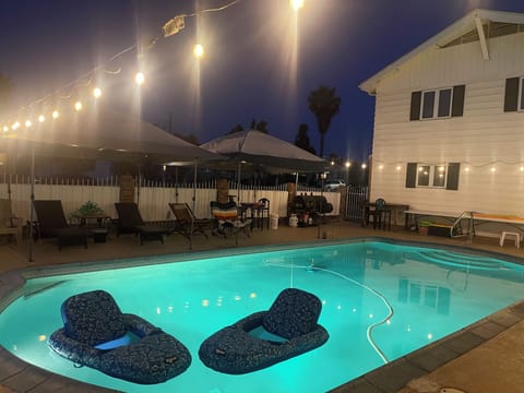 Pool view at night