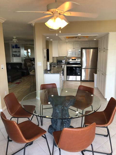 Standing on the balcony looking into kitchen 