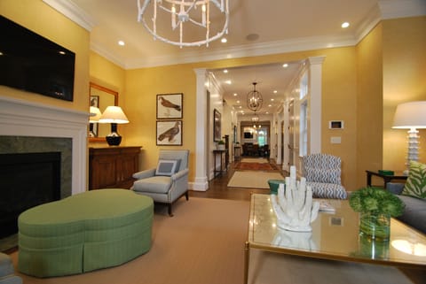 Main living room with beautiful furnishings and views of Silver Lake.