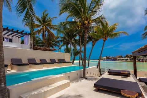 On the beach, white sand