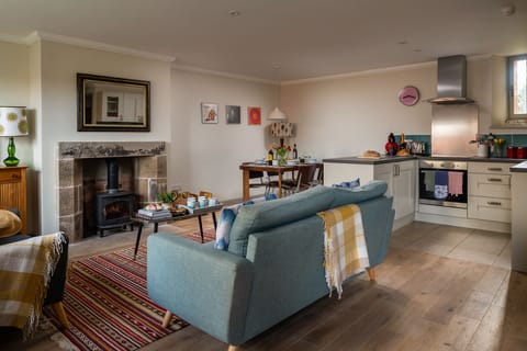 Open plan living and dining space and a kitchen