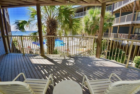 Sandpiper 5A View of Gulf and Pool from Front Deck and Walkway A