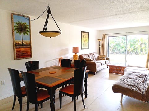 Dining area and living room