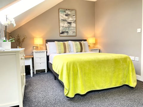 Comfortable double bed with quality cotton bedding & pocket sprung mattress.