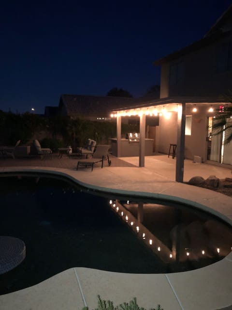 Night swim anyone? Multicolored pool light on automatic timer 