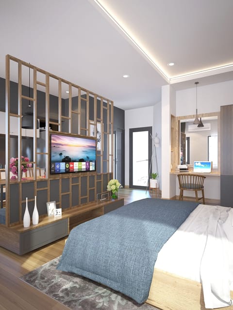 Minibar, desk, blackout drapes, free WiFi