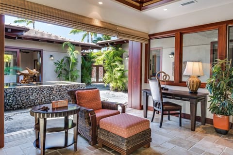 A dedicated work station right off the primary suite comes two decks.