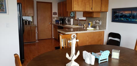 Kitchen from the dining room table