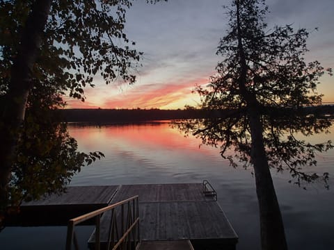Private dock at sunset, steps from the house