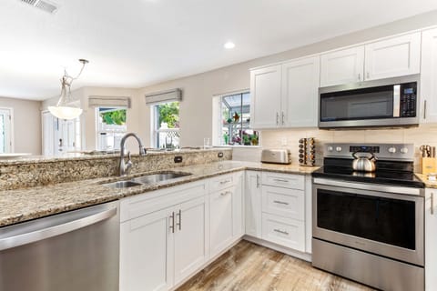 Kitchen has lots of counter space and new appliances, including a dishwasher