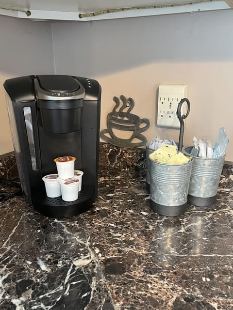 Enjoy our complimentary coffee bar with a new Keurig coffee maker and 4 K-cups!