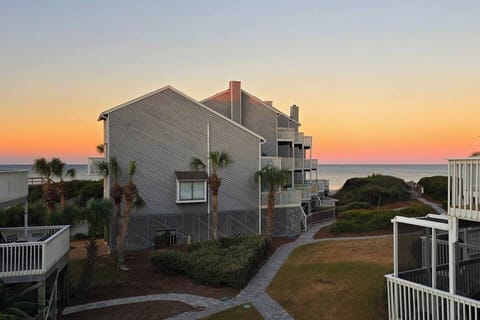 Every evening closes like this — the whole Gulf going gold, your drink poured, the screen door open — it never gets old.