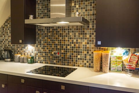 Apartment | Private kitchen | Full-size fridge, microwave, oven, stovetop