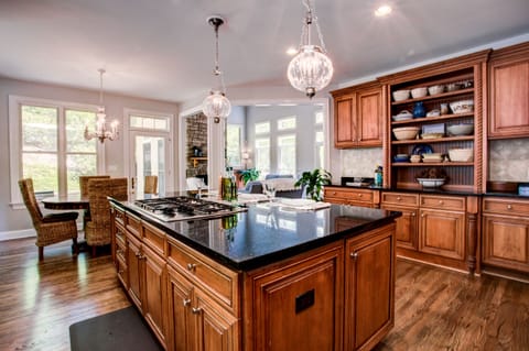 The kitchen looking to the family room