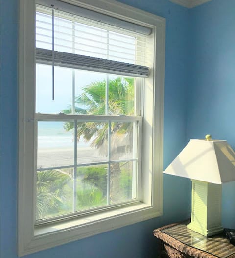 Ocean & Palm tree view from 2nd Master King Bedroom with private bath & TV