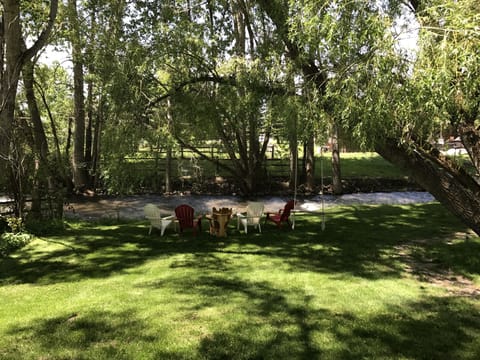 Backyard looking at the creek from the lower deck