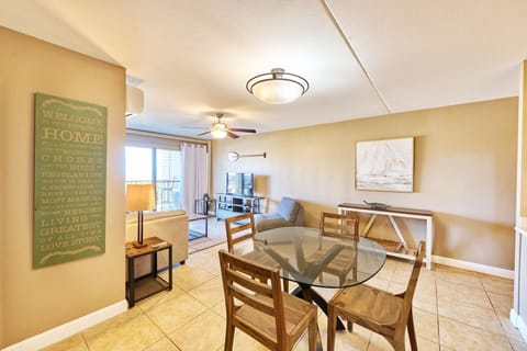 Dining area and living room
