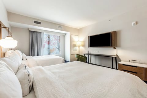 Room, 2 Queen Beds | Desk, laptop workspace, blackout drapes, iron/ironing board