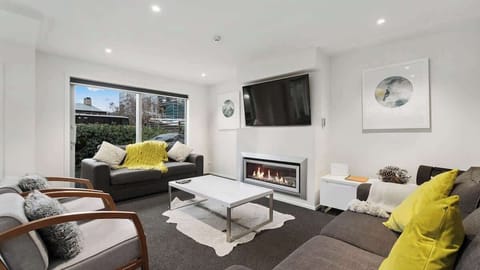 Open plan living,  with gas fire