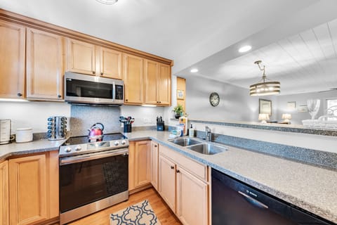 Kitchen open to the dining and living areas