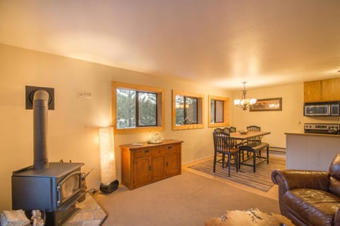 Living area with wood stove