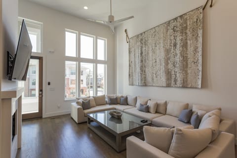 Massive living room with comfortable seating for the whole group