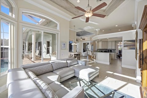 House, Multiple Beds (Pet-friendly waterfront home with hea) | Living area