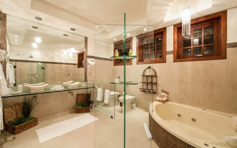 Suite (Master) | Bathroom | Shower, hair dryer, bathrobes, slippers