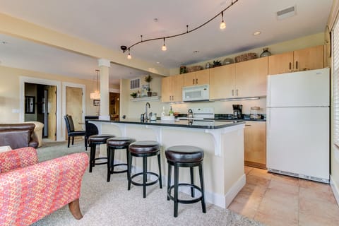 Room for a couple or a family with this extra large island and dining room table. 