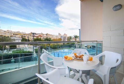 Views from the terrace of the master bedroom of the Borumbot apartment in the centre of Calpe