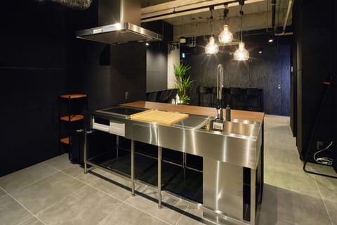 Fridge, microwave, electric kettle