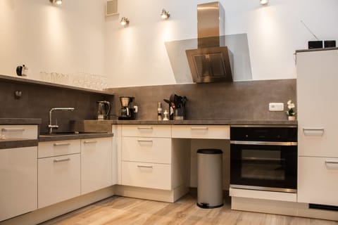 Apartment, Balcony | Private kitchen | Full-size fridge, oven, stovetop, dishwasher