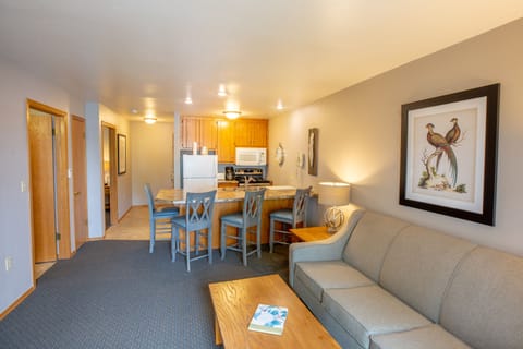 52-inch flat-screen TV with cable channels, TV, fireplace